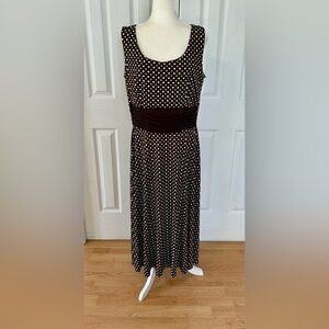 Vintage perceptions dress woman size 16 polka dots brown/white/green